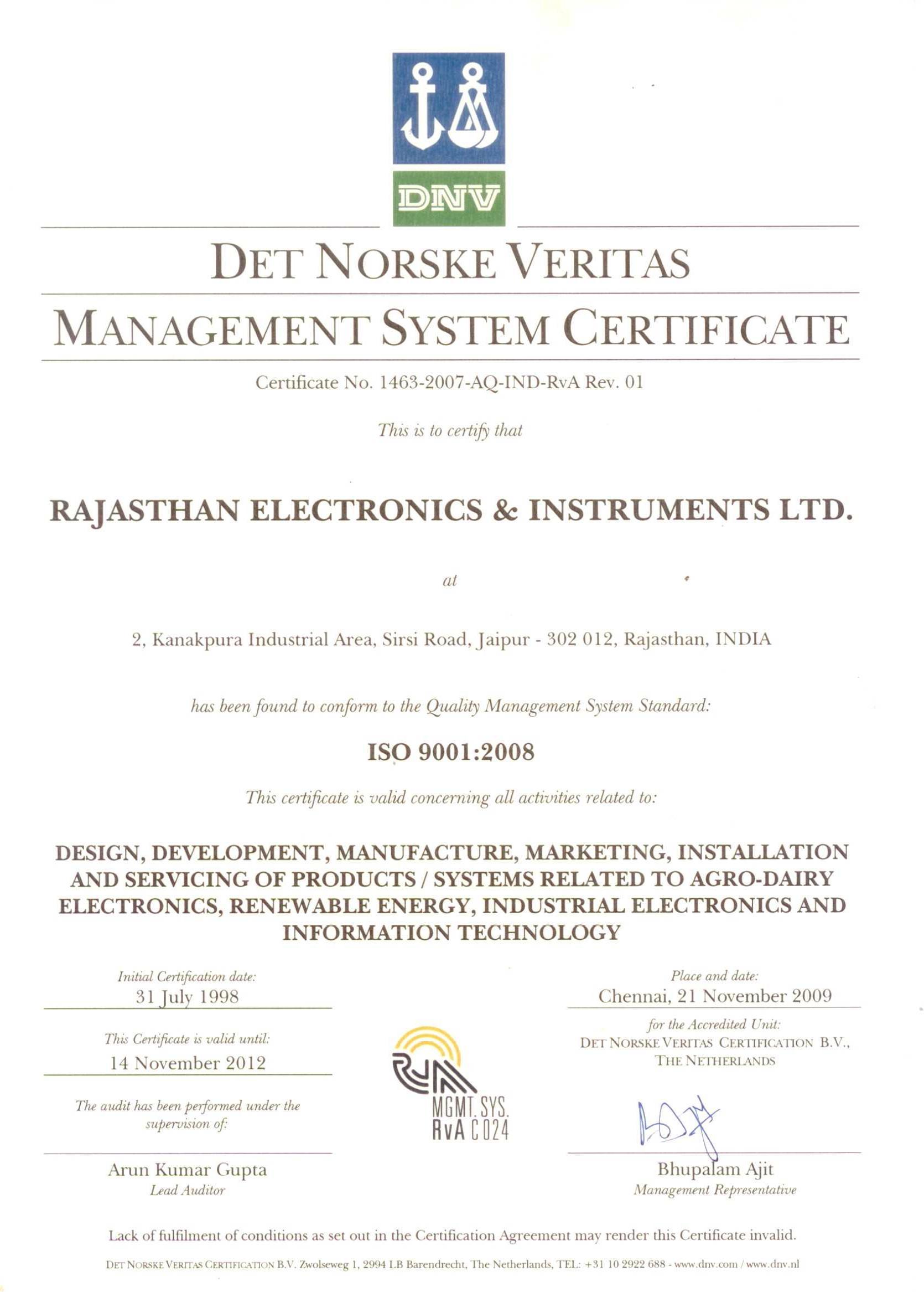 ISO - 9001:2008 Certification